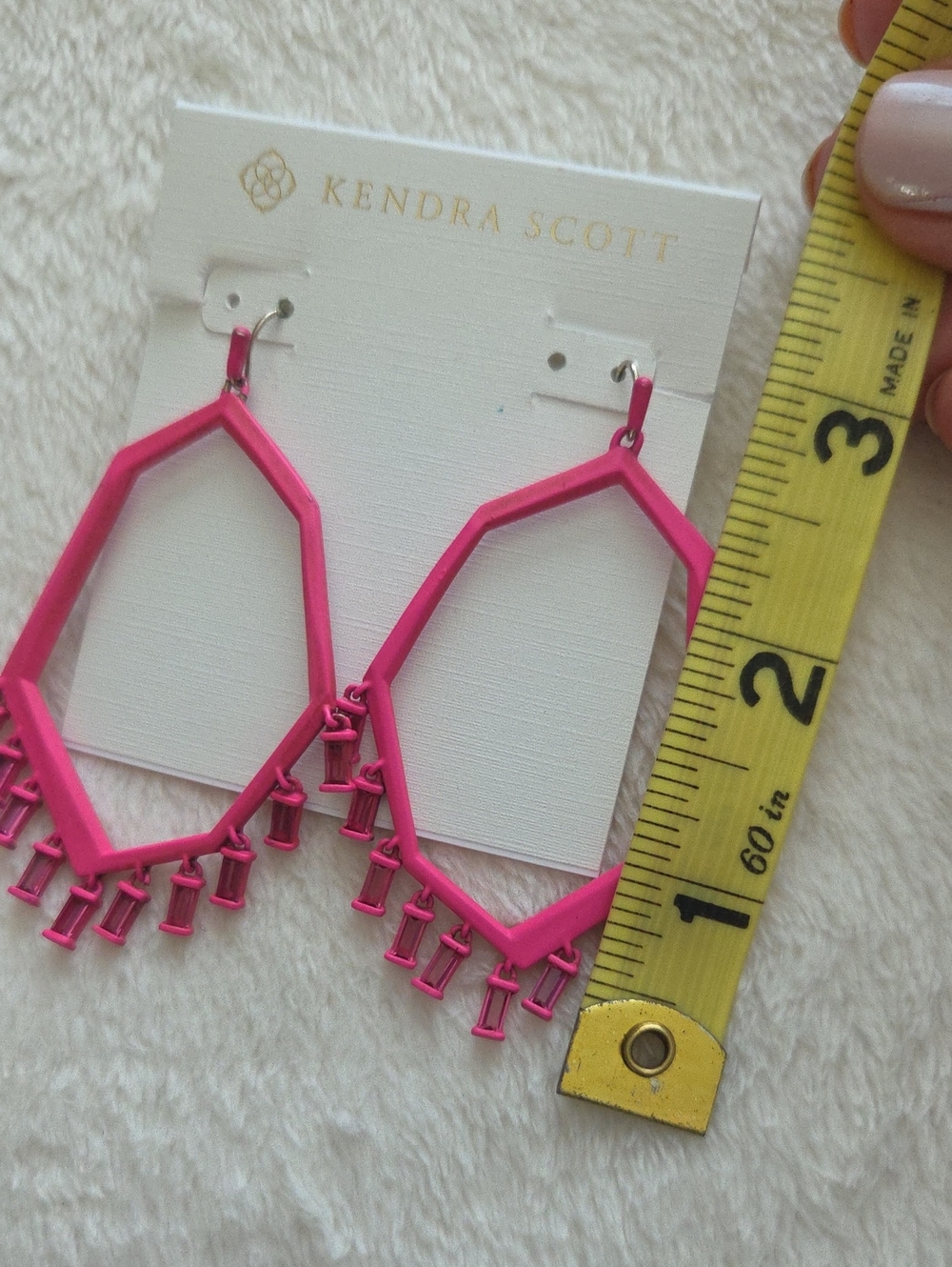 Kendra Scott Hot Pink Matte Thomas Drop Earrings Crystal Dangle - Picture 10 of 10